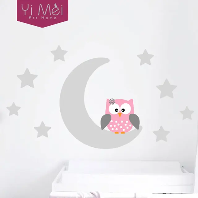 Moon Stars Owl Good Night Nursery Wallpaper Wall Decal Sticker Moon Stars Owl Good Night Nursery Wallpaper Wall Decal Sticker Painted Paper Children Baby Room