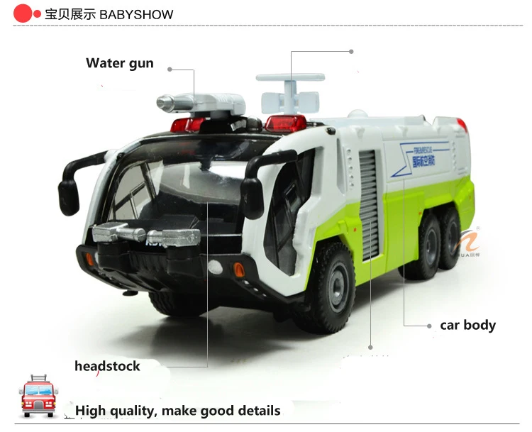 Высокое качество, хорошая детализация, имитация сплава, модель пожарного грузовика, звук и светильник, креативная коллекция украшений, детские игрушки для мальчиков