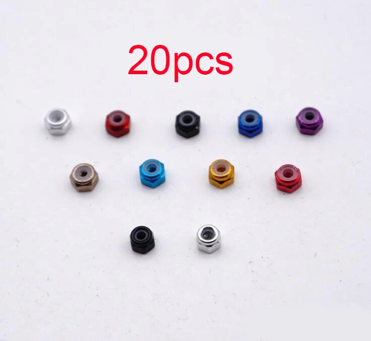 

20Pcs Mini 4wd 2mm Aluminum Lock Nut Self-made Parts For Tamiya MINI 4WD M2 Aluminum Lock Nut Colorful