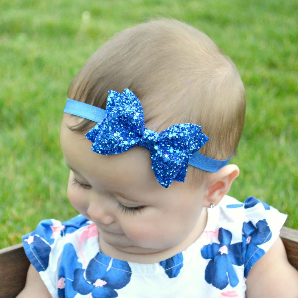 Baby Girls Headband Bow Hairband Sparkly Head Elastic Band Kids Hair Accessories