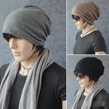 Women Men Scarf Fashion Slouch Winter Knit Scarf Hip-Hop Cap Beanie Hat Ski Crochet