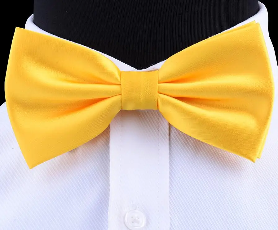 GUSLESON Шелковый однотонный предварительно завязанный Галстук-бабочка для мужчин фиолетовый черный желтый двойной складной галстук-бабочка Водонепроницаемый Свадебный деловой галстук-бабочка - Цвет: 03