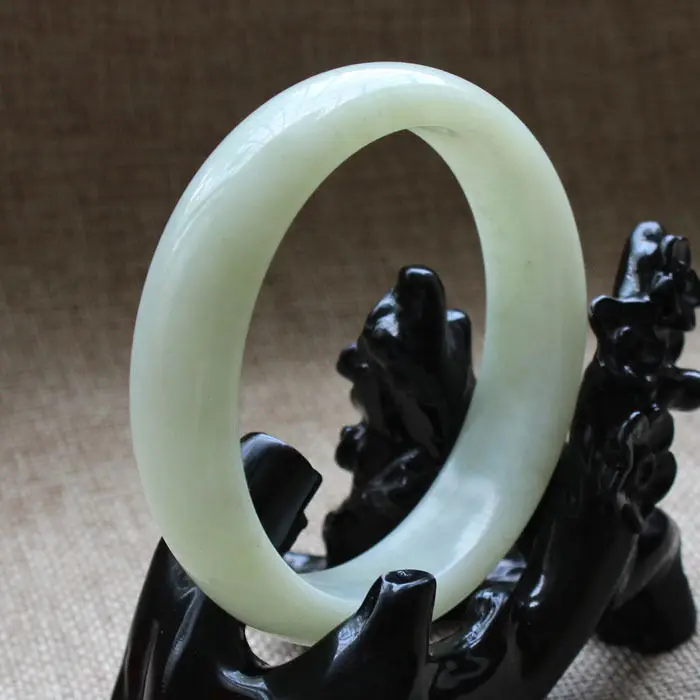 

60mm Chinese Genuine Natural Green Nephrite Jade Gems Bangle Bracelet A-3817