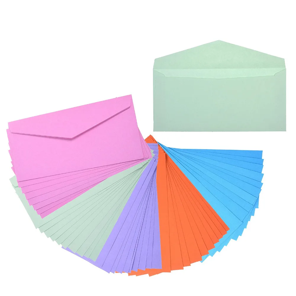 

50 Pieces 5 Colors Paper Envelopes,8-5/8 x 4-1/8 inches (22x11CM)