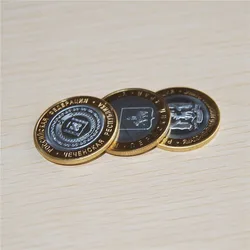 SET OF 3 RARE BIMETALIC COINS 10 RUBLES 2010 PERM CHECHNYA YAMAL NENETS RESTRIKE 6PCS/LOT FREE SHIPPING