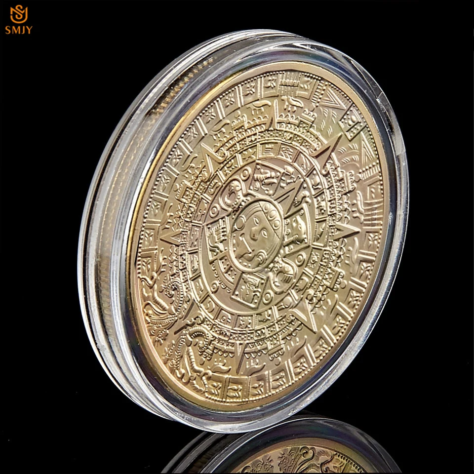Евро Золотая сувенирная монета, качество, Мексика, Azetc, пророчество майя, календарь, памятная, металлическая монета, художественные поделки, коллекционные вещи