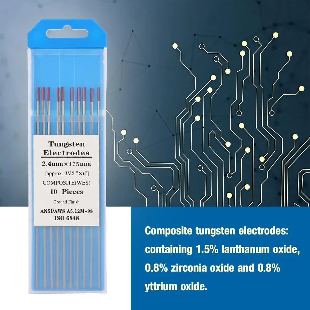 Высококачественные сварочные композитные вольфрамовые электроды Tig 2,4*175 мм(WES фиолетовый) 10-Pack