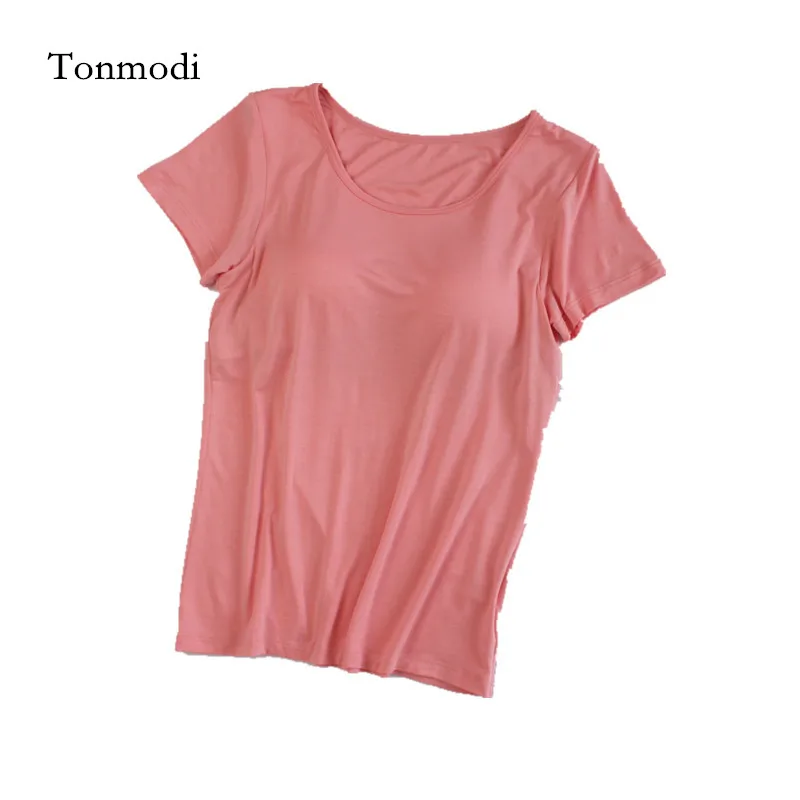 Women's pajamas summer coat Modal sleep Shirt With chest pad Women