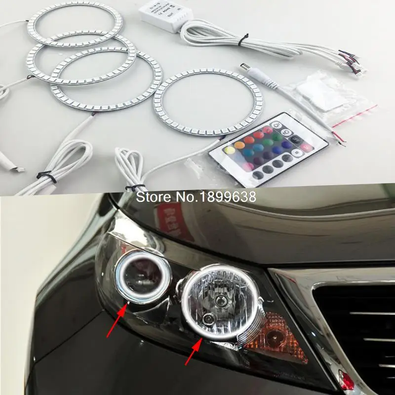 

Super bright 7 color RGB LED Angel Eyes Kit with a remote control car styling for Kia Sportage 2011 2012 2013 2014