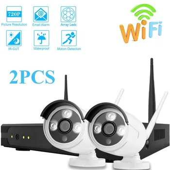 

Surveillance System 720P 2CH Wifi CCTV System Video Surveillance Kit H.265 Waterproof Home Security Wireless Camera NVR Wifi