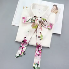 Женский ремень с ручками, многофункциональная повязка на голову с украшением, узкий длинный шейный платок, атласный Шелковый маленький шарф, лента с принтом