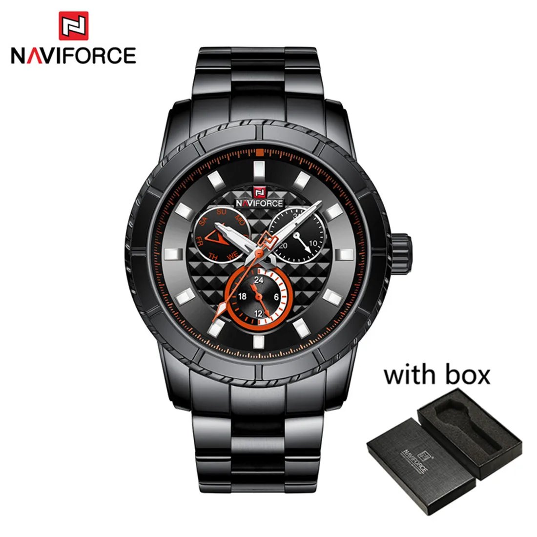 Relogio Masculino NAVIFORCE мужские часы лучший бренд класса люкс спортивные водонепроницаемые военные наручные часы стальной ремешок кварцевые мужские часы 9145 - Цвет: NA914503