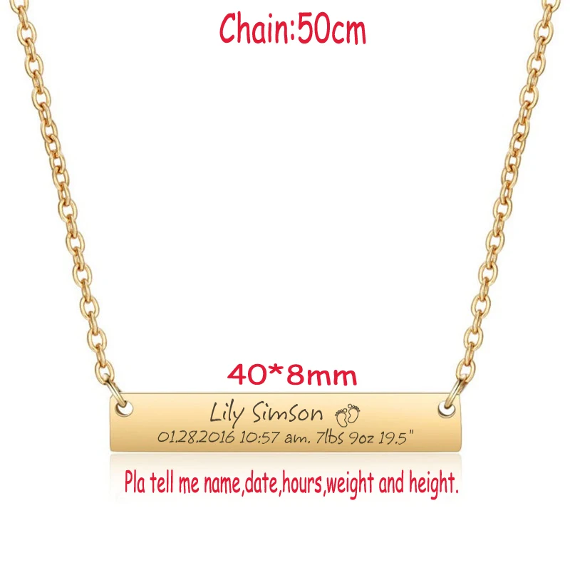 

Clavicular Chain Baby Statistics Necklace For New Parent Gift Birth Stats Baby Announcement Bar Necklace Personalized Jewelry