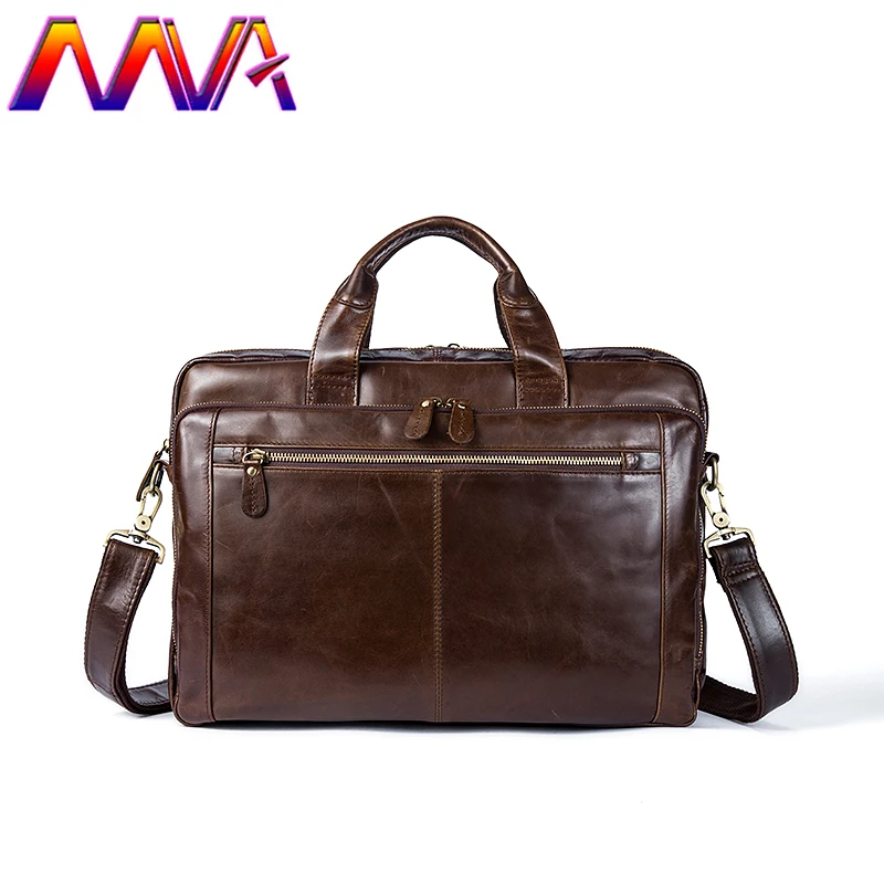 

MVA Women leather briefcase with 100% genuine leather men briefcase men shoulder bag for fashion business men handbag