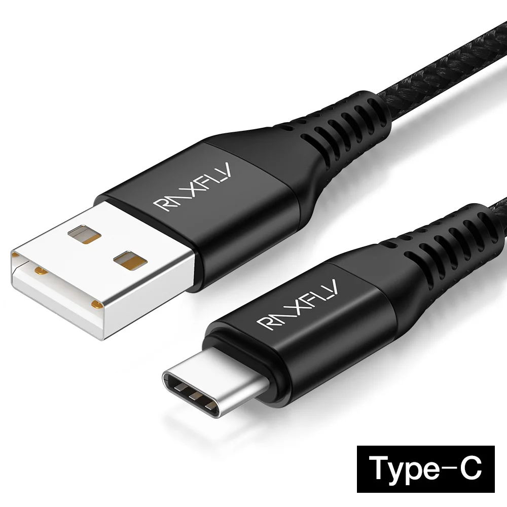 Кабель RAXFLY type USB C для samsung Galaxy S9 S8 Plus, кабель для синхронизации данных и зарядки, кабель USB C для huawei P20 P10 Pro type C - Цвет: Black
