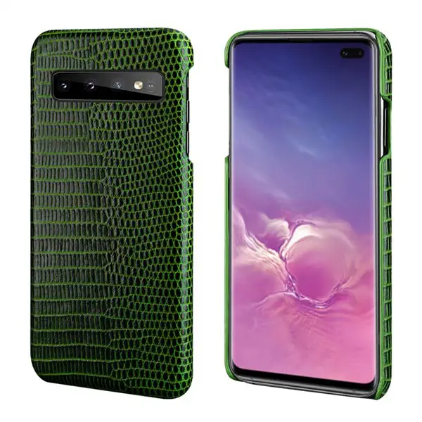 S10 Lizard Structure Genuine Leather Case for Samsung Galaxy S10 Plus Real Leather Back Cover for Samsung Galaxy Note 9 Note 8 - Цвет: green