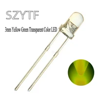 100 шт. 3 мм прозрачный круглый желтый зеленый светодиодный светильник 3 мм Светодиодная лампа через отверстие светодиодный Диод