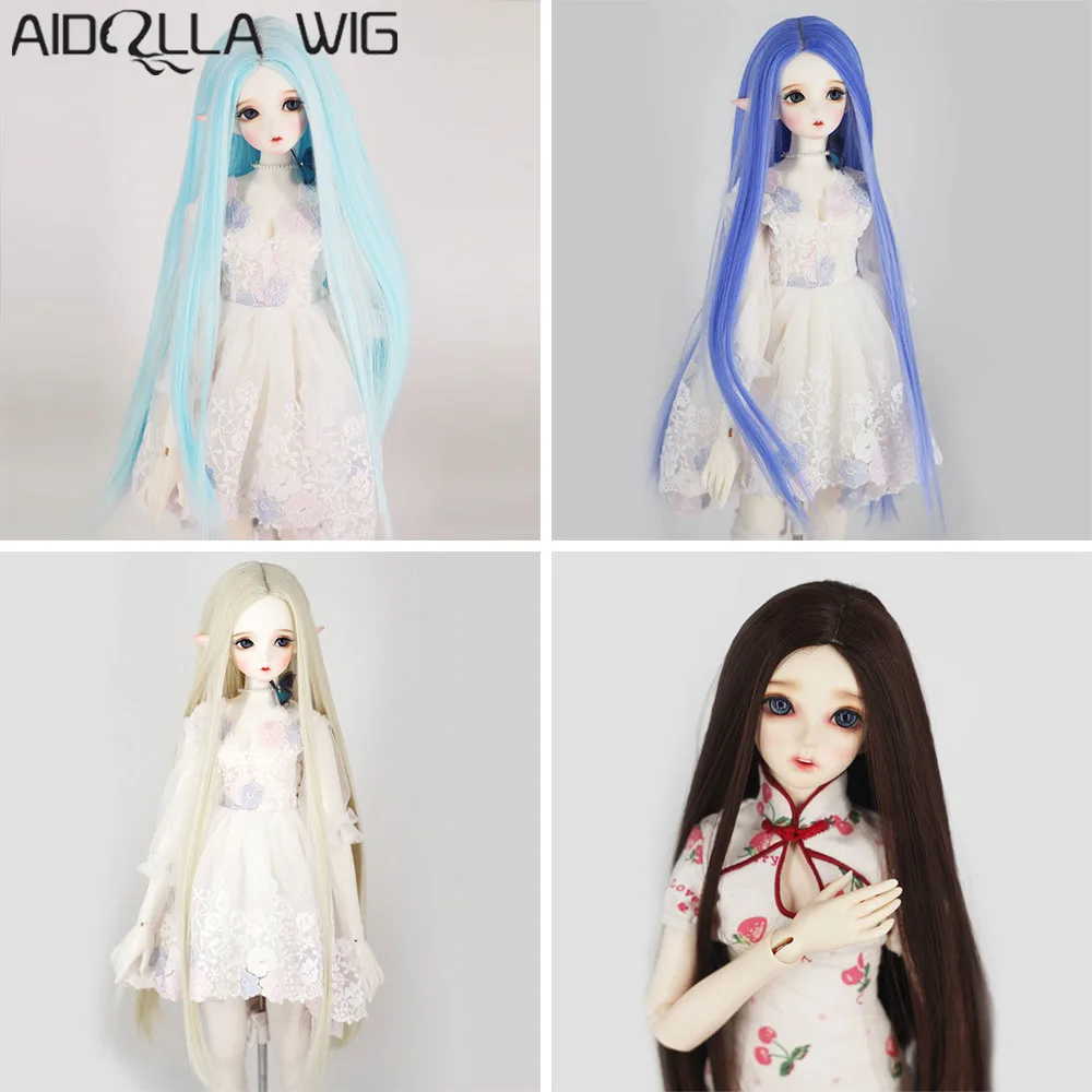 Длинные прямые парики коричневого синего хаки для куклы 1/3 BJD/SD/Pullip термостойкие