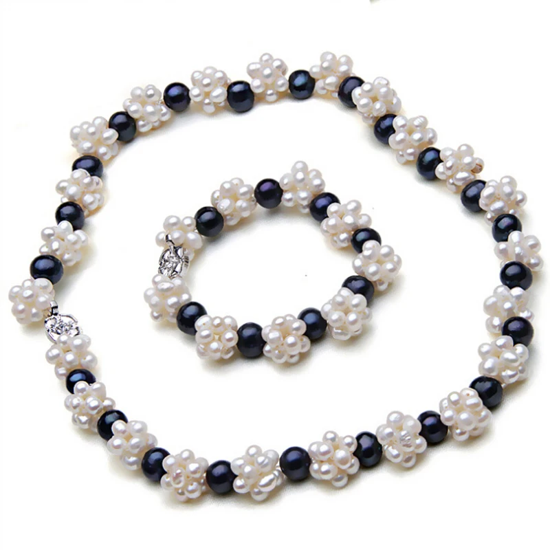 

Bohemia style ball sets Baroque pearl necklace and Bracelet Set Irregular fashion jewelry set