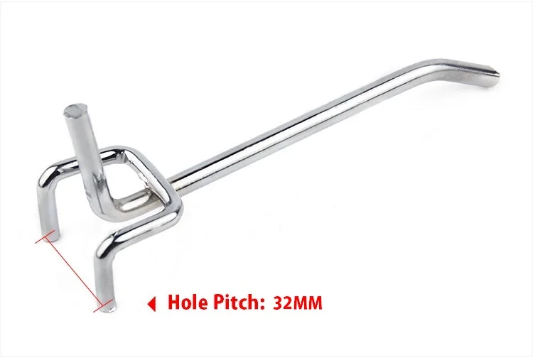 50PCS/Lot Supermarket Store Display Hooks Metal Chrome-plated for Pegboard hanger 100mm Length 32mm Hole to Distance |