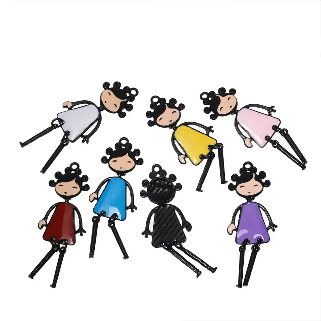 

DoreenBeads Charm Pendants Curly Hair Girl Black At Random Enamel 5.6cm(2 2/8")x 2.1cm(7/8"),3 PCs