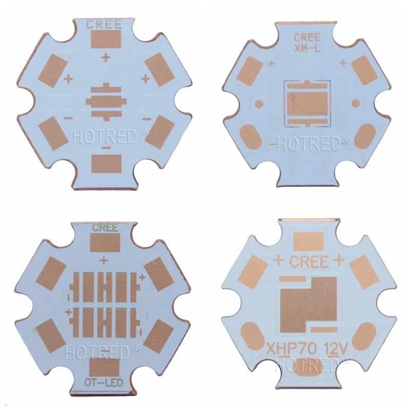 10 шт. 20 мм Cooper PCB Cree XPG XPG2 XPE XPE2 XML XML2 XHP50 XHP70 MKR 4 шт. 3535 светодиодный XPE XTE 6 в/12 В светодиодный радиатор 16 мм медная печатная плата