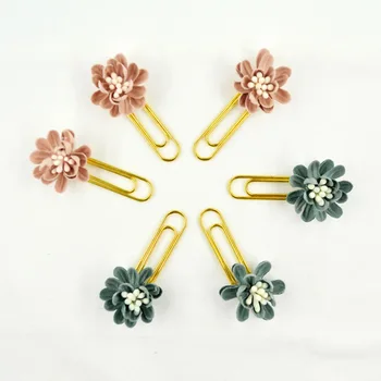 

4pcs Yu Wen Cultural and Creative China style paper bookmark flower metal plating paper clips account