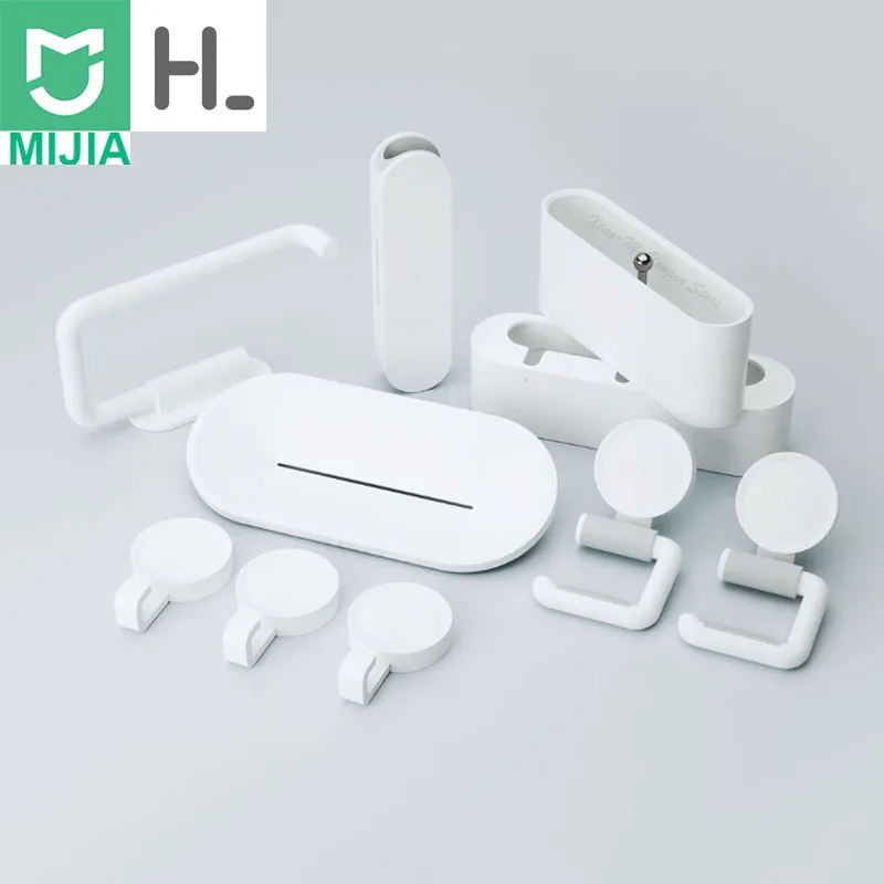 Xiaomi HL 10 в 1 гаджеты для ванной держатель мобильного телефона mijia чехол мыльница держатель туалетной бумаги крючки для Xiaomi умный дом