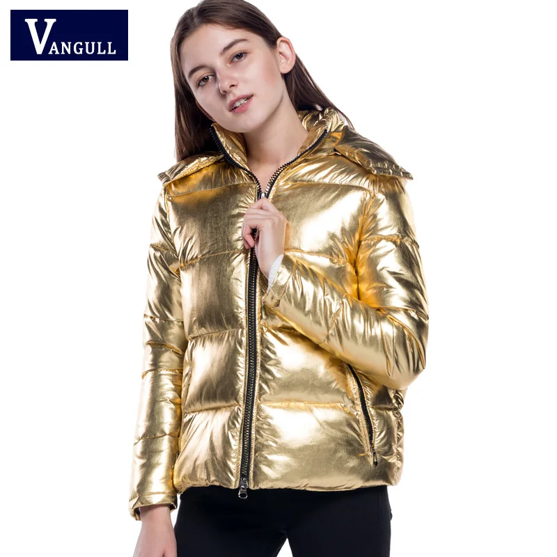 Vangull новая зимняя Милая Женская стильная повседневная Высококачественная теплая плотная куртка золотого цвета,, верхняя одежда для женщин