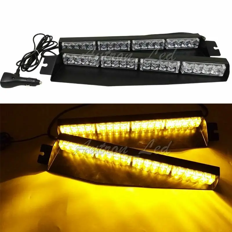 

X series Amber 32 LED Emergency Strobe Light Bar Visor Deck Split Flash Response