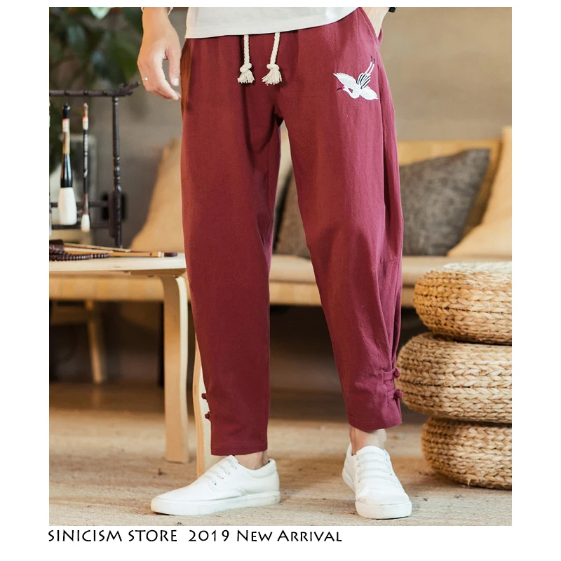 Sinicism مخزن الرجال الشارع الشهير الذكور ركض 2019 الحريم عارضة الهيب هوب التطريز المسار SweatPants الكتان رجل السراويل الموضات
