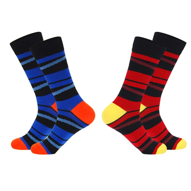 LIONZONE, 2 пар/лот, мужские полосатые носки для скейтборда, Chaussettes Homme Coton Mark Formelle, гольфы, Meias Coloridas - Цвет: 6520-28-30