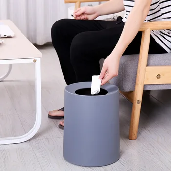 

Large Capacity Waste Bins Creative Plastic Matte Double-layer Garbage Dust Bins Multi-function Kitchen Office Trash Can 8L/12L