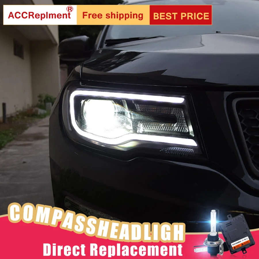 2 шт светодиодный фары для Jeep Compass- светодиодный огни автомобиля глаза ангела xenon HID комплект протовотуманная подсветка Габаритные огни