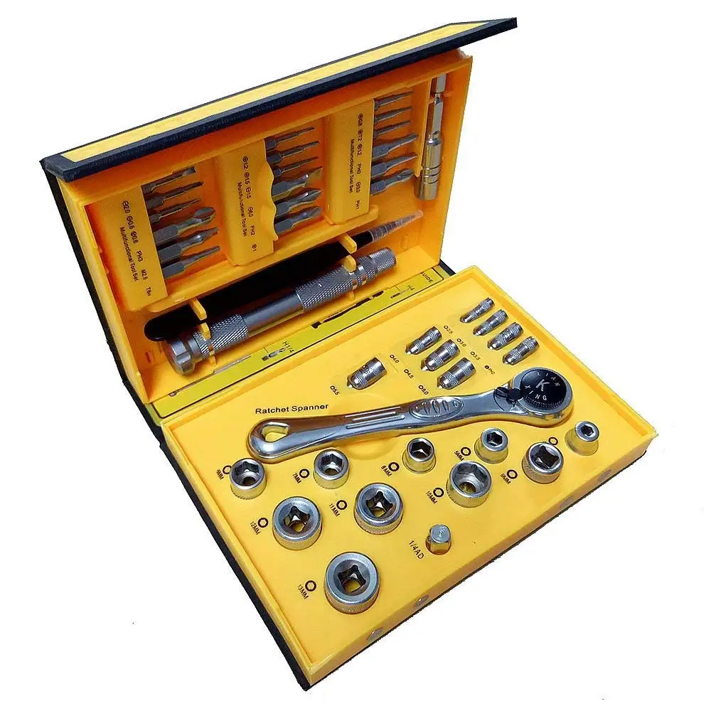 

Mini Flex-head Ratchet Tool Sets with Micro ScrewDriver Bits & Metric Socket Set of 41 Pieces