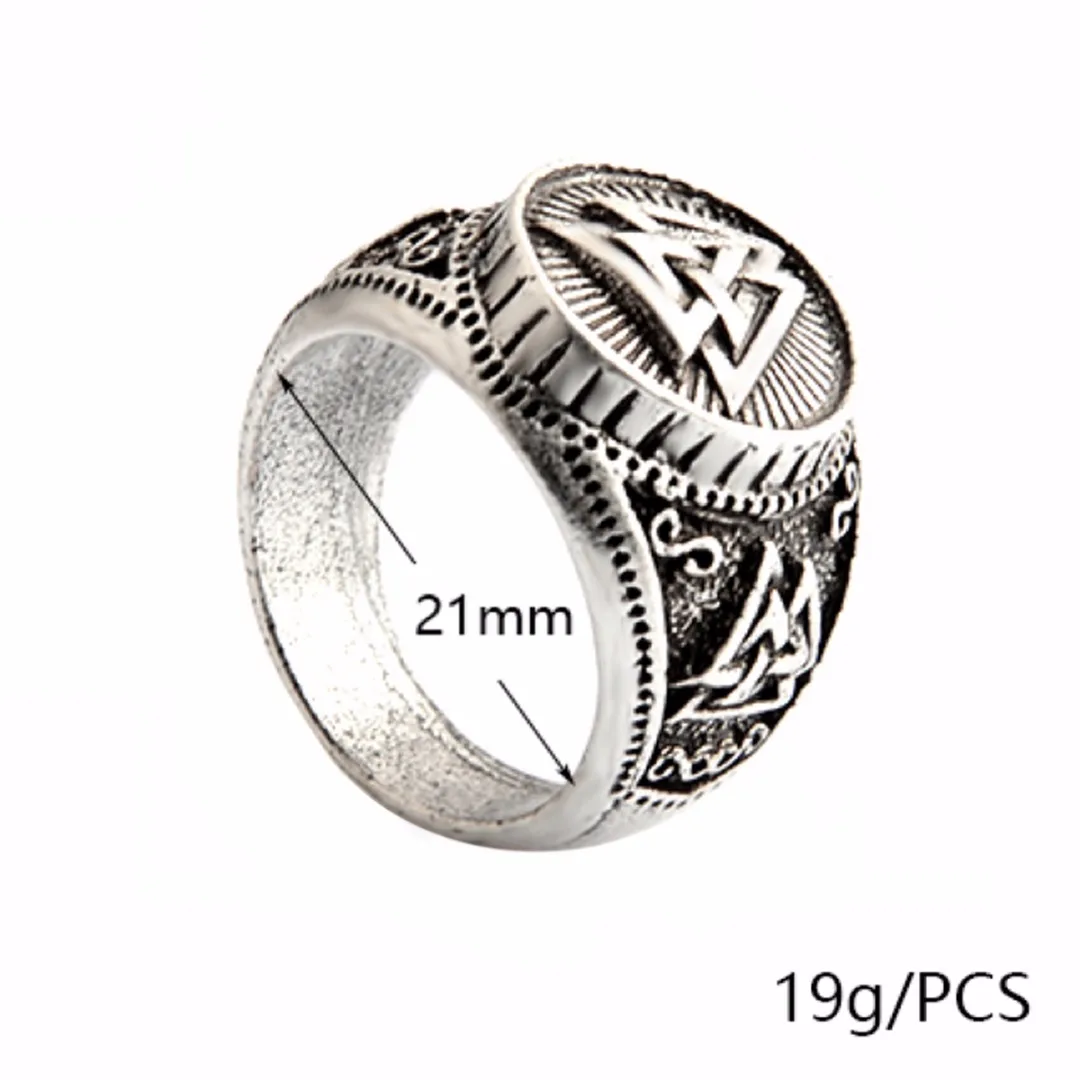 Men Vintage Retro Silver Valknut Norse Nordic Odin Rings Viking Jewelry