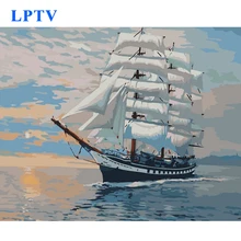 Ручная роспись без рамки краски по номеру пакет классический стиль стены искусства Краска ing большой корабль паруса плакат 40X50 см