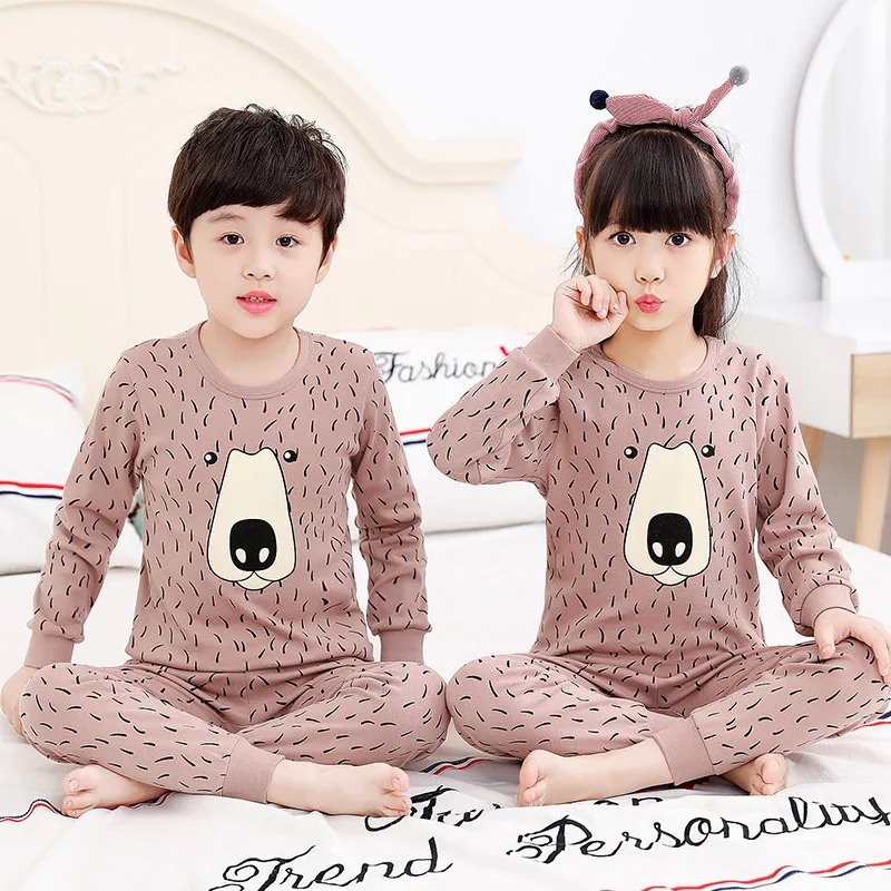 Детская одежда; зимние детские пижамные комплекты; одежда для сна с героями мультфильмов для маленьких мальчиков и девочек; Ночная одежда из хлопка; Пижамный костюм для малышей