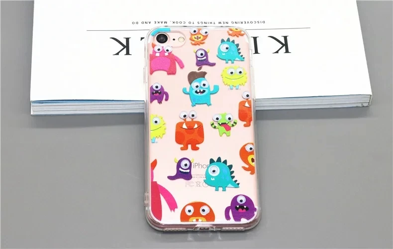 Luxury Soft 3D Cute Cartoon Eyes Move Mouse Cat French fries banana Popcorn Phone Case For iphone 7 6 6s Plus SE 5S Cover Back (5)