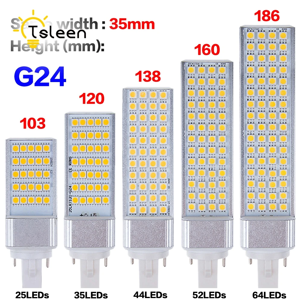 

Cheap G24 110V 220V LED Corn Bulb Lamp SMD5050 LED Lighting 13W Spotlight AC85-265V Bombillas Lampada Horizontal Plug Light