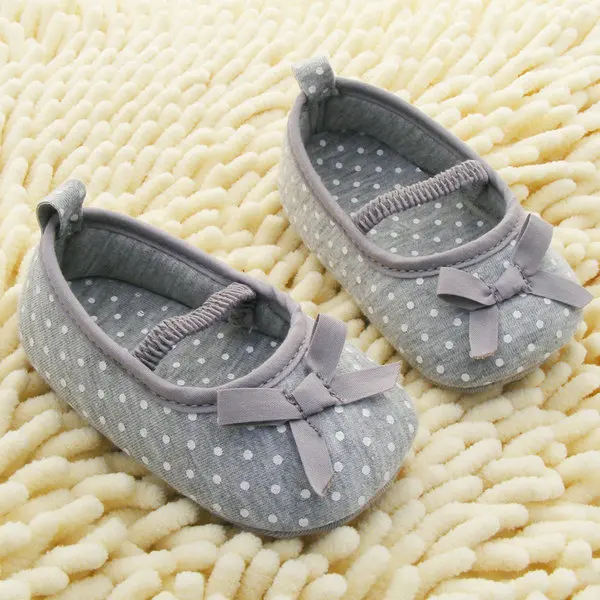 New Baby Shoes Soft Bottom Antiskid Toddler Kids Polka Dot Bowknot