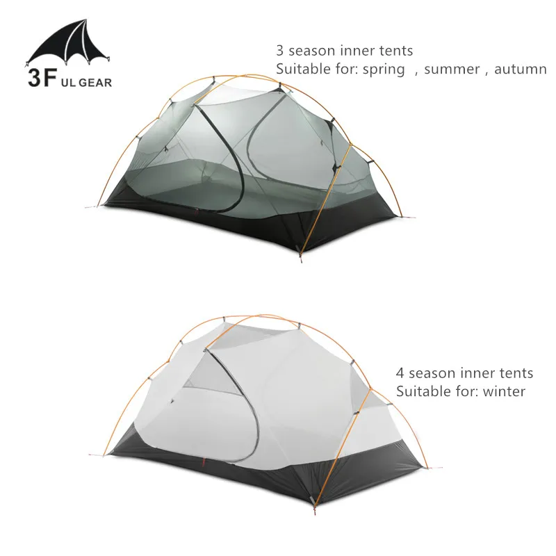 3F UL GEAR 2 Person 4 Season 15D Camping Tent Outdoor Ultralight Hiking Backpacking Hunting Waterproof Tents Waterproof Coating camping tent portable tent