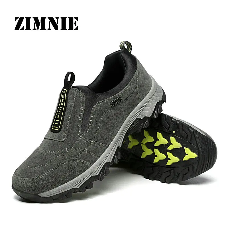ZIMNIE/Уличная обувь из натуральной кожи мужская обувь для туризма и спорта, кроссовки для альпинизма, треккинга обувь без шнуровки, походная обувь размер 39-45