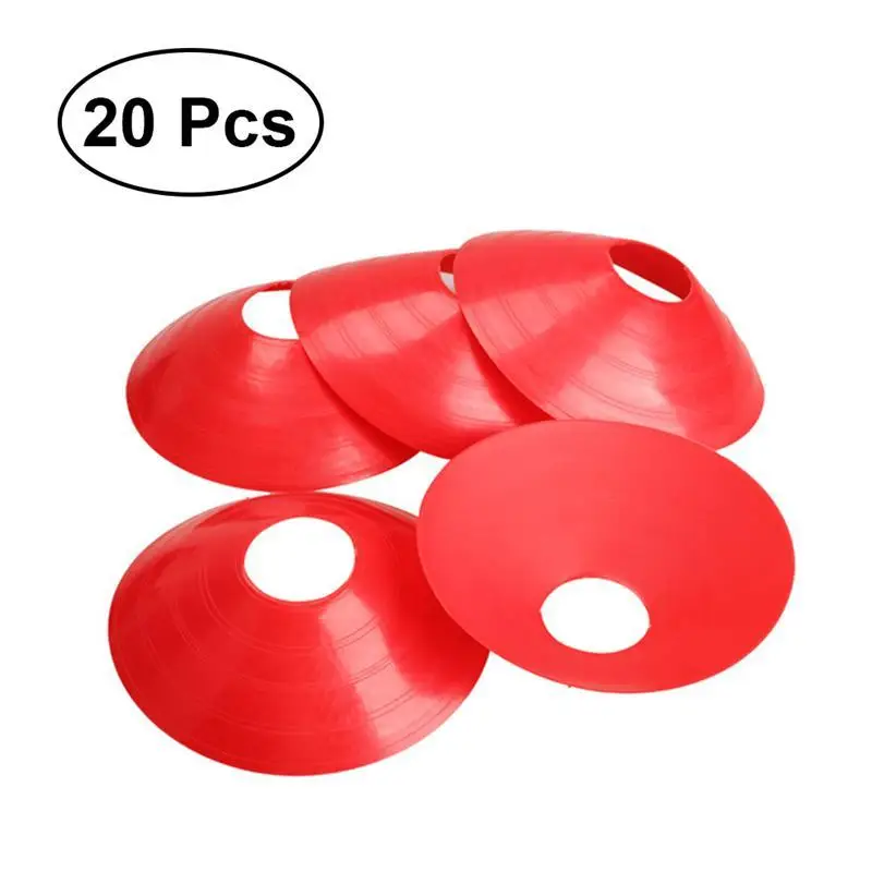 

20pcs/set Marker Discs Football Soccer Rugby Round Cones Sports Equipment for Fitness Training (Red)