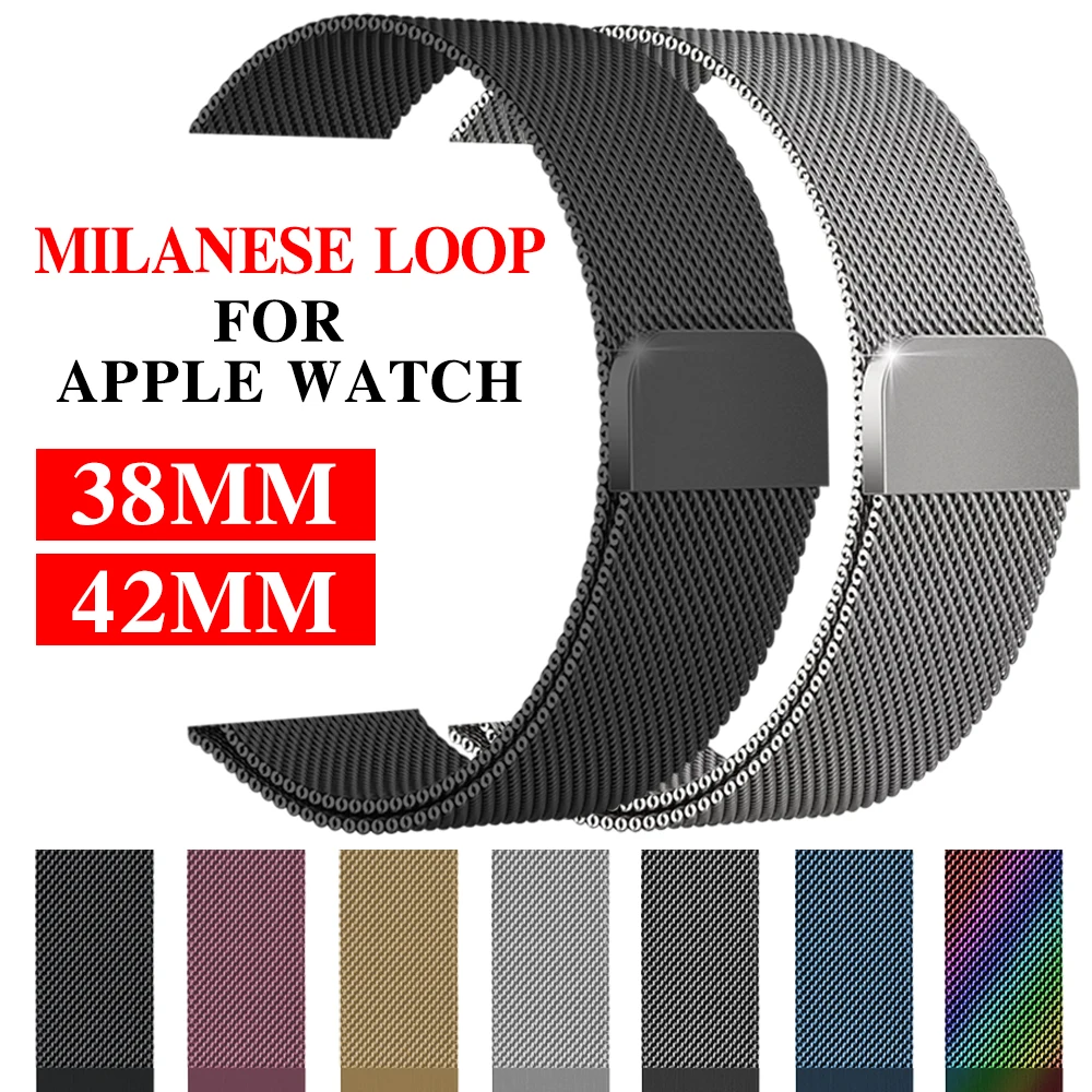 

XIYUZHIY milanese loop for apple watch Series 432 band for iwatch stainless steel strap Magnetic adjustable buckle with adapters