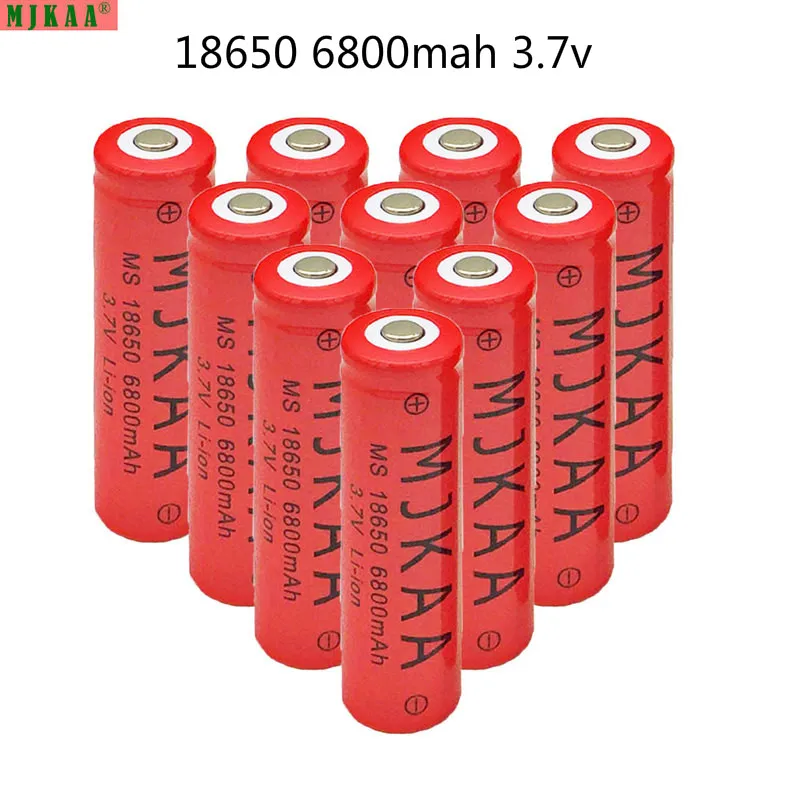 

10pcs 6800mah 18650 Rechargeable Battery 3.7v Li-ion Batteries Litio Used for Flashlight Headlight Riding Torch