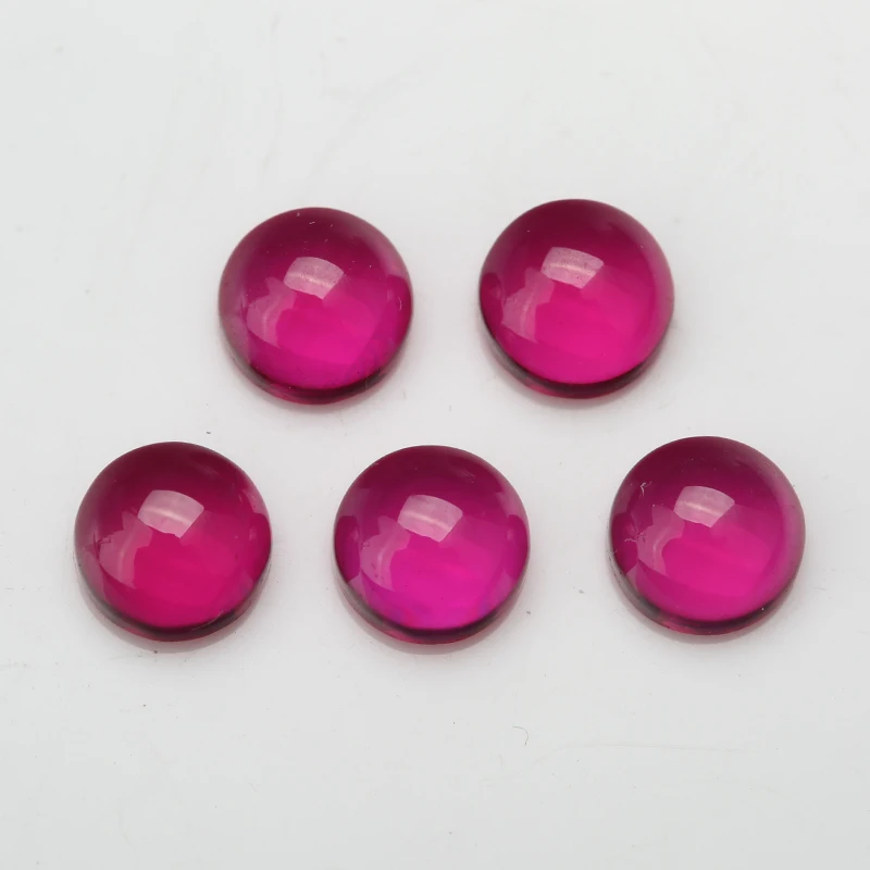 Size 3~10mm 5# Red Round Shape Cabochon Synthetic Corundum Stone