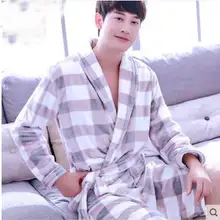 Осенне-зимний халат для мужчин Lounge Сгущает фланель с длинным рукавом Халаты коралловый флис пижамы для мужчин s зимний Халат