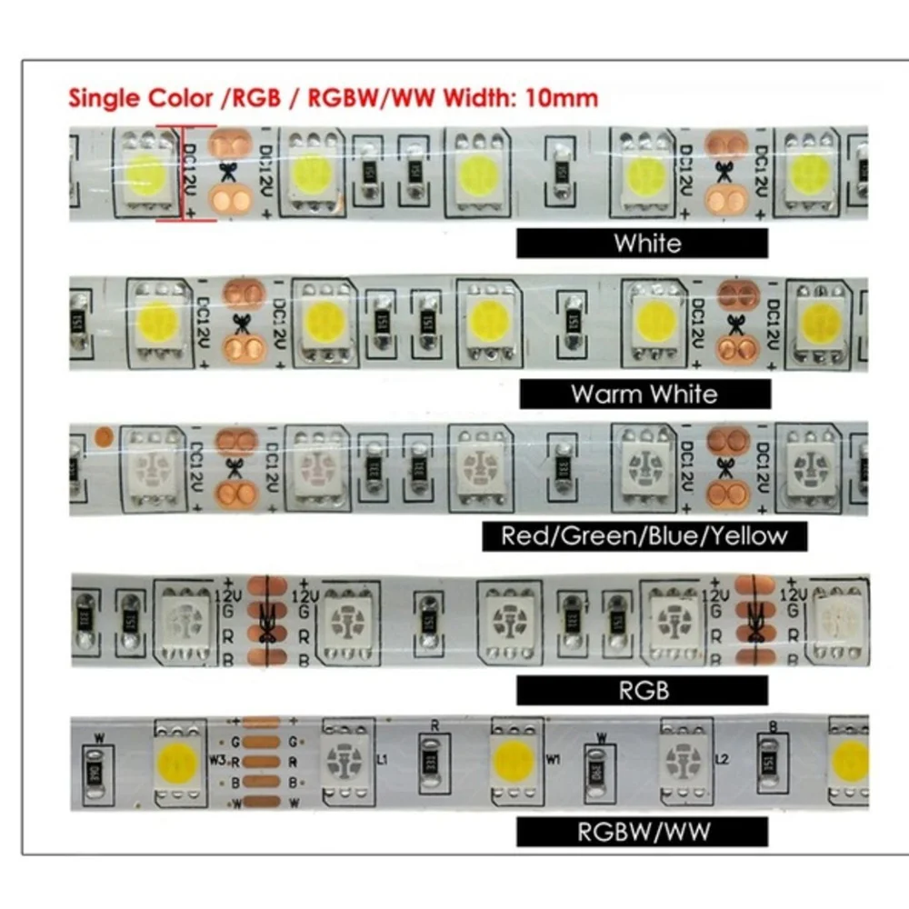 LED Strip 5050 DC 24V RGB WarmWhite 24V 5meter Waterproof Flexible Light Stripe 60LED/MLed Tape Luces Lamp Ribbon Tv Backlight