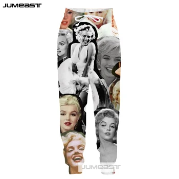 

Jumeast Fashion 3D Printed Personality Sexy Marilyn Monroe Men/Women Pants Funny Expression Sport Loose Size Novelty Long Pants